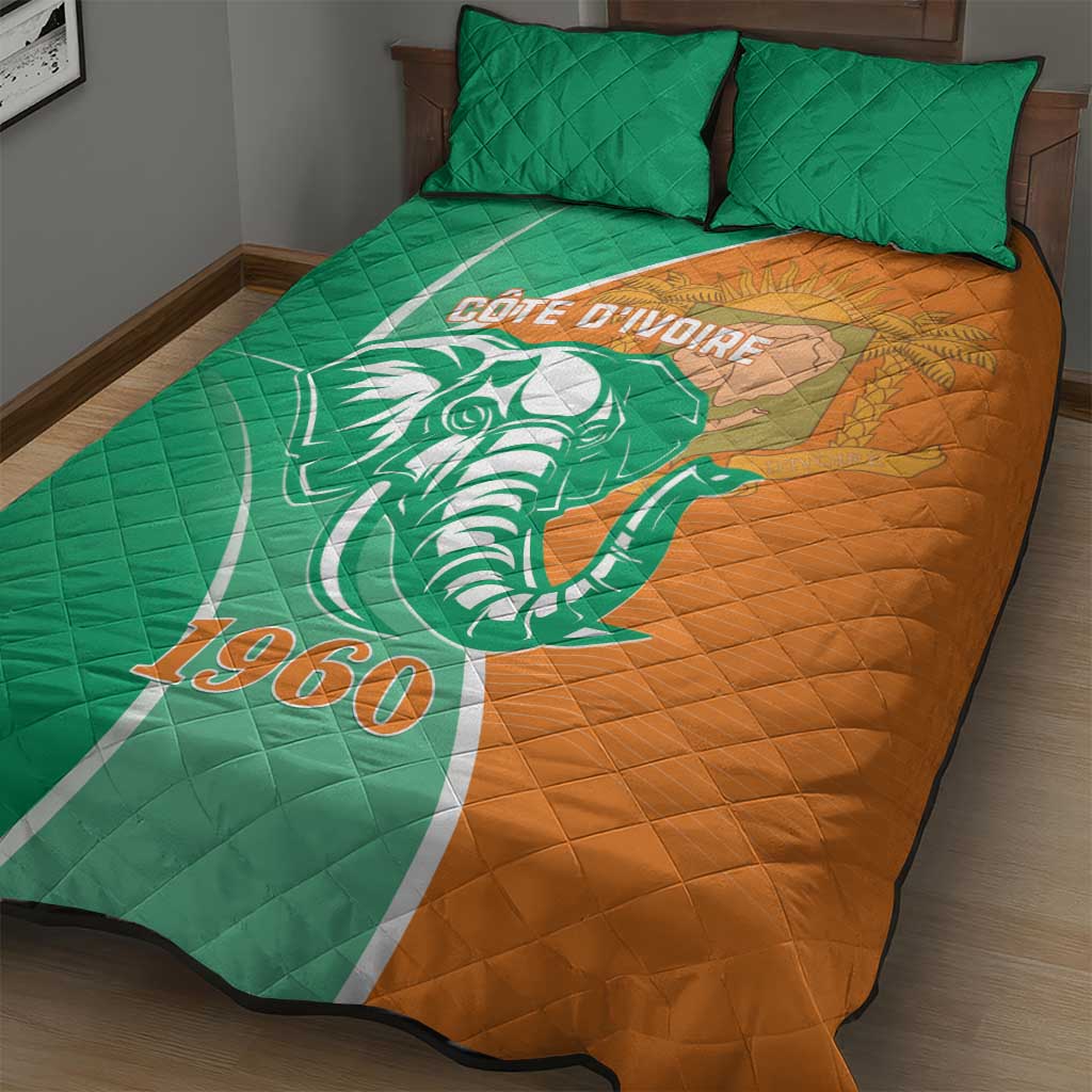 Ivory Coast Independence Day Quilt Bed Set Cote d Ivoire Elephant LT01
