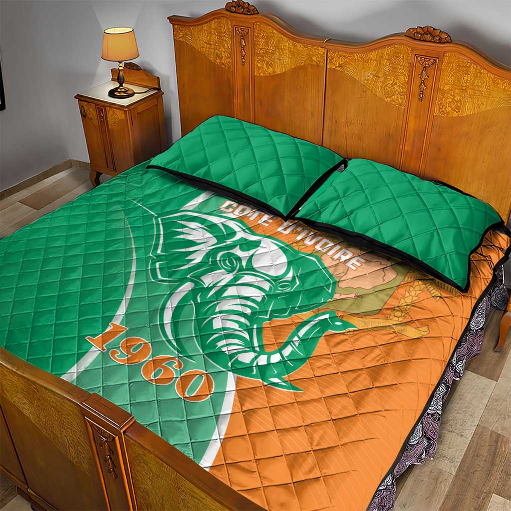 Ivory Coast Independence Day Quilt Bed Set Cote d Ivoire Elephant LT01