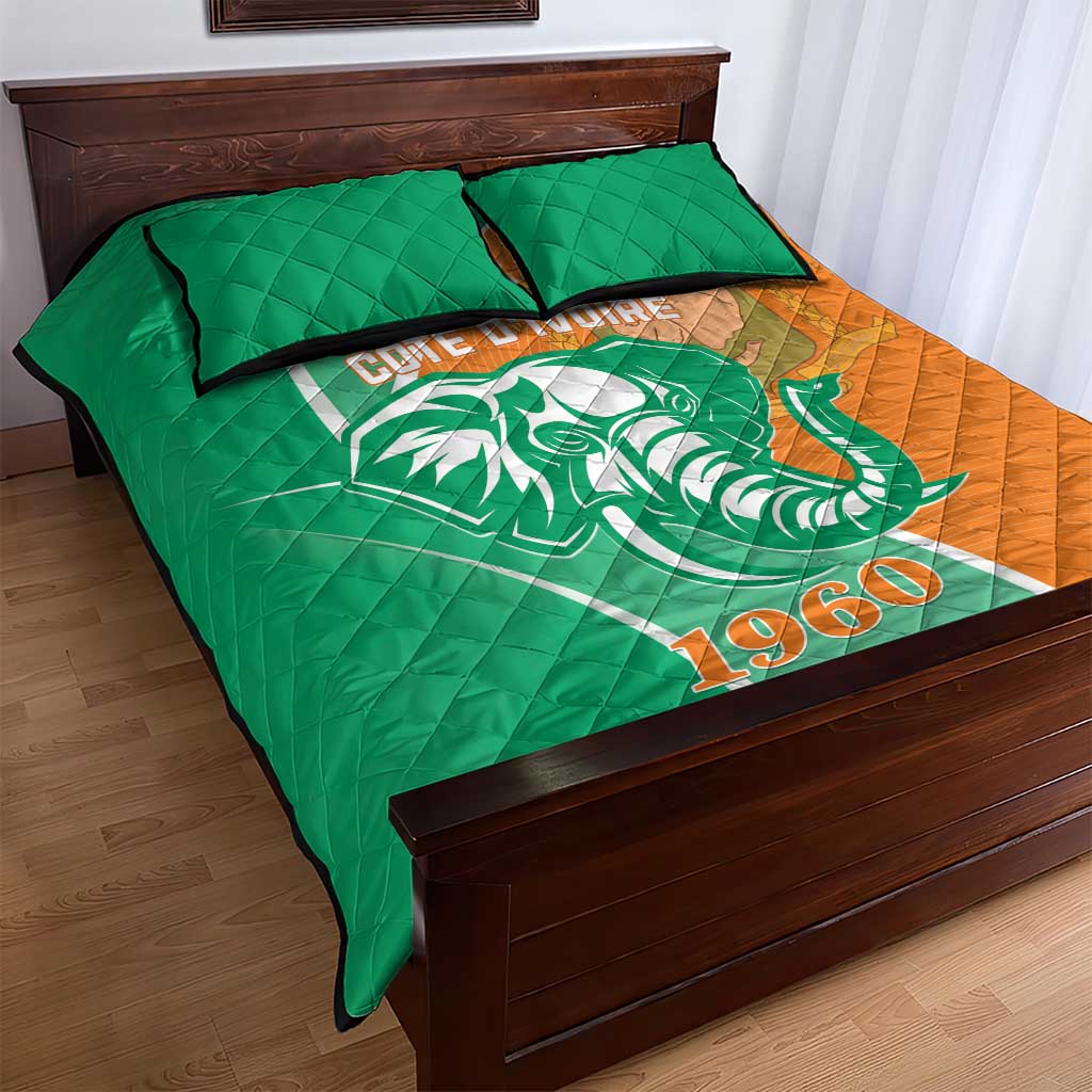 Ivory Coast Independence Day Quilt Bed Set Cote d Ivoire Elephant LT01