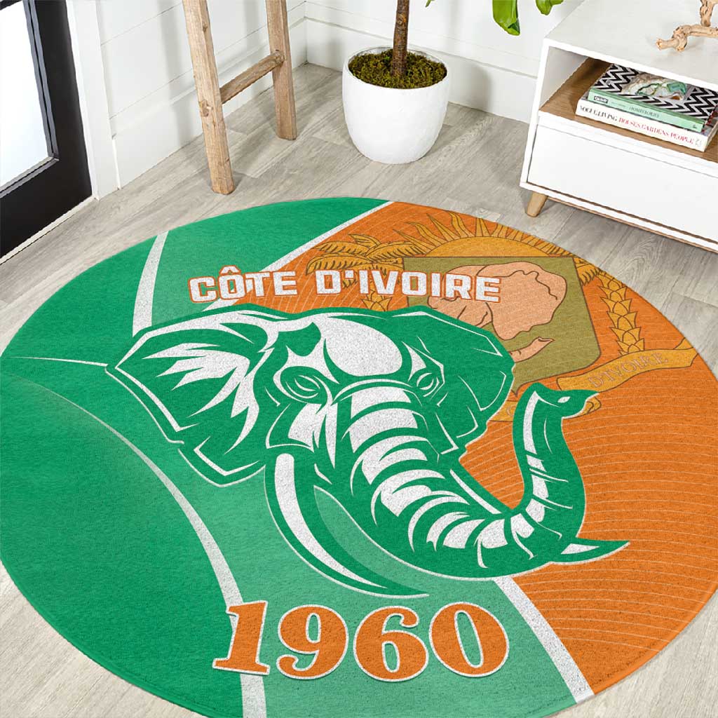 Ivory Coast Independence Day Round Carpet Cote d Ivoire Elephant LT01