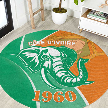 Ivory Coast Independence Day Round Carpet Cote d Ivoire Elephant LT01
