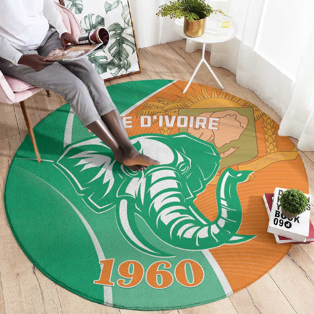 Ivory Coast Independence Day Round Carpet Cote d Ivoire Elephant LT01