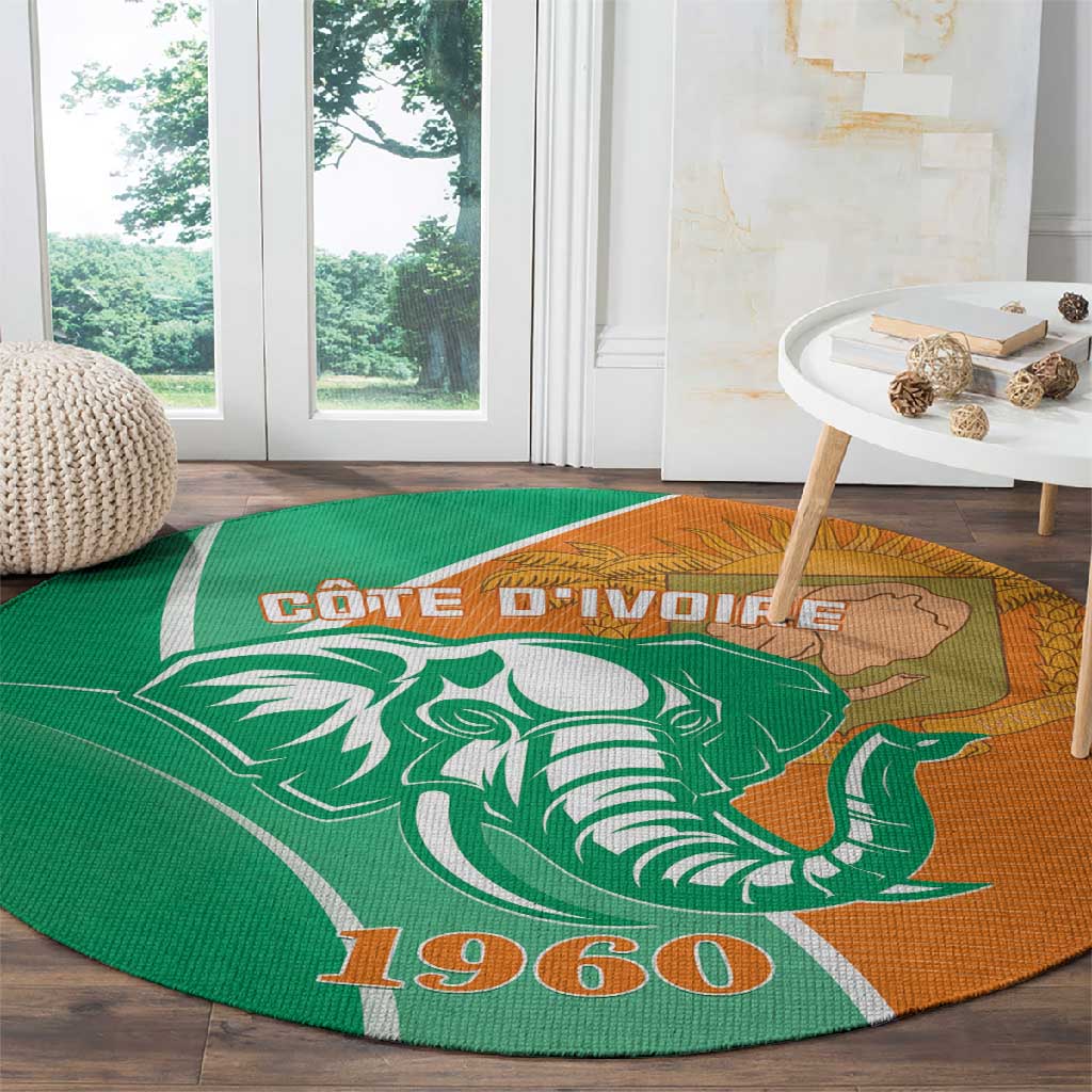 Ivory Coast Independence Day Round Carpet Cote d Ivoire Elephant LT01