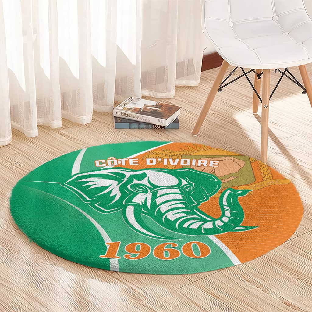Ivory Coast Independence Day Round Carpet Cote d Ivoire Elephant LT01