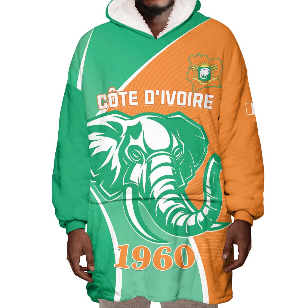 Ivory Coast Independence Day Wearable Blanket Hoodie Cote d Ivoire Elephant LT01