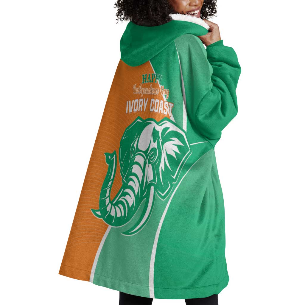 Ivory Coast Independence Day Wearable Blanket Hoodie Cote d Ivoire Elephant LT01
