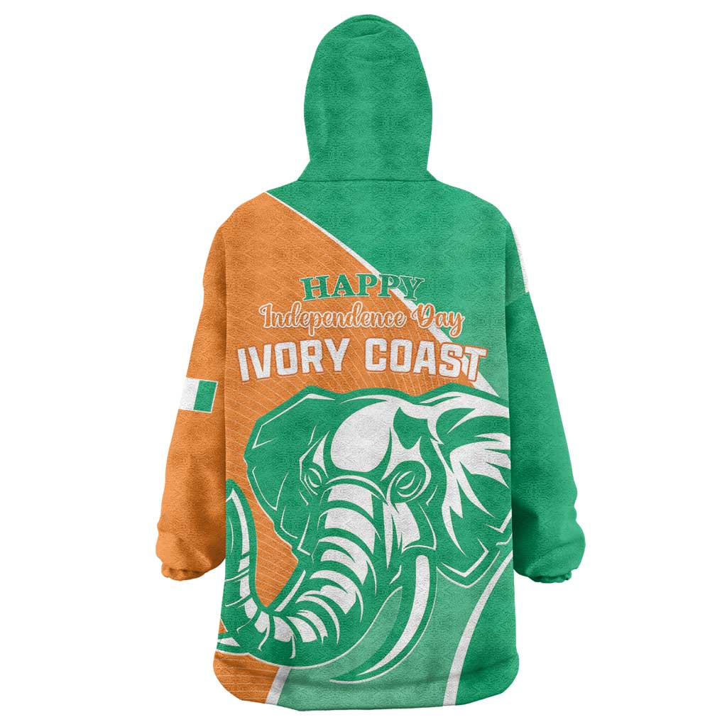 Ivory Coast Independence Day Wearable Blanket Hoodie Cote d Ivoire Elephant LT01