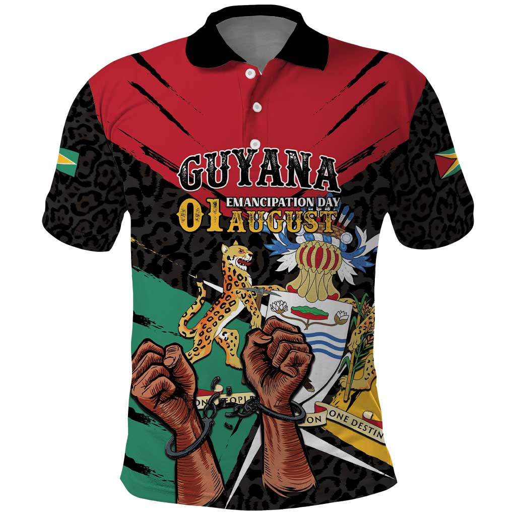Personalized Guyana Emancipation Day Polo Shirt Jaguar Skin Pattern LT01