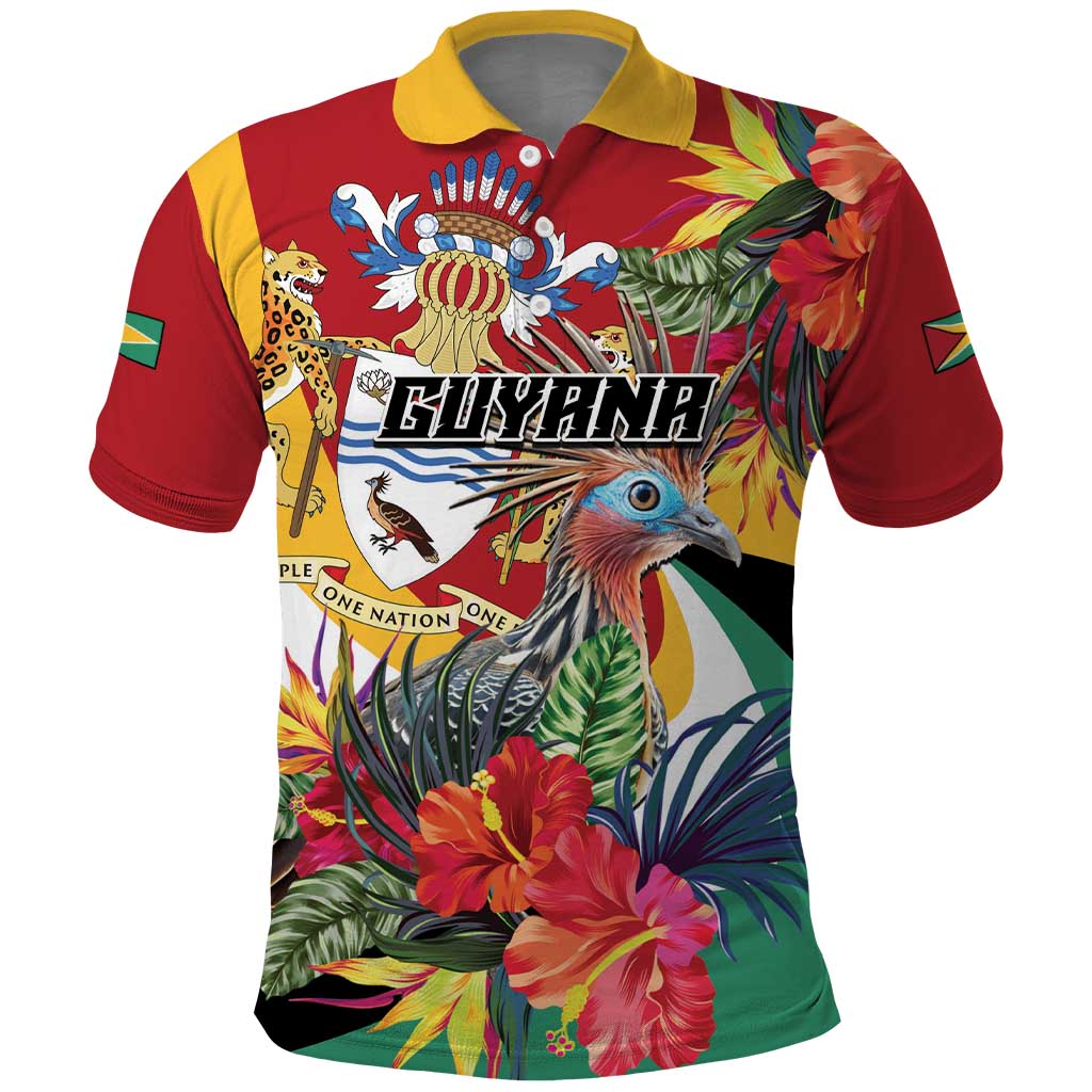 Personalized Guyana Canje Pheasant Polo Shirt Tropical Flowers LT01