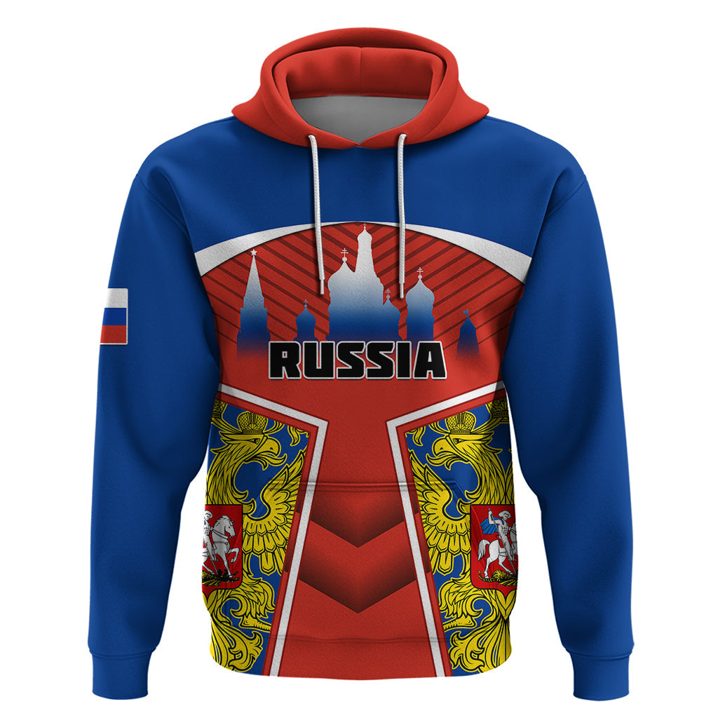 Personalised Russia Hoodie Russian Eagle and Kremlin LT01