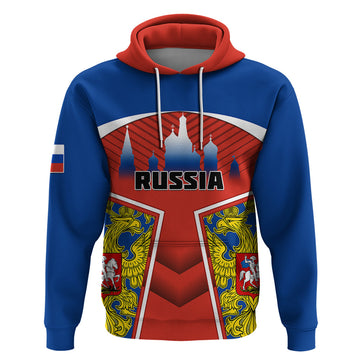 Personalised Russia Hoodie Russian Eagle and Kremlin LT01