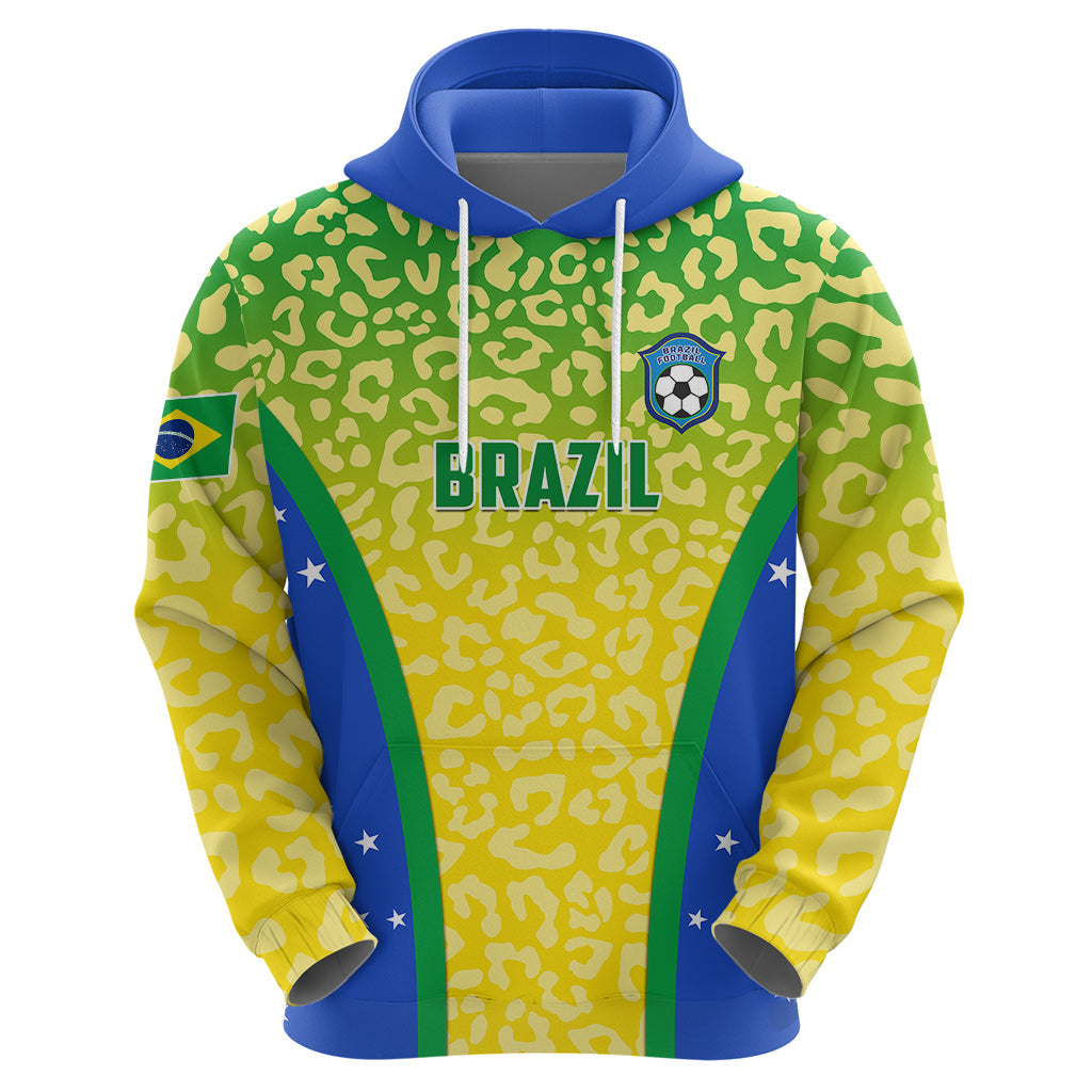 Personalised Brazil Football Hoodie Brasil Leopard Pattern LT01