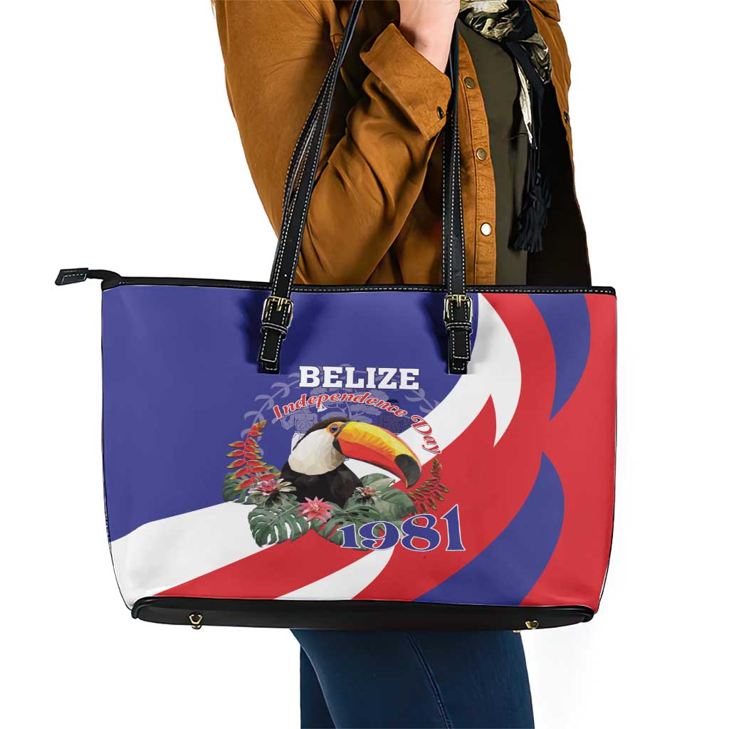 Belize Independence Day 1981 Leather Tote Bag Bileez Keel Billed Toucan LT01
