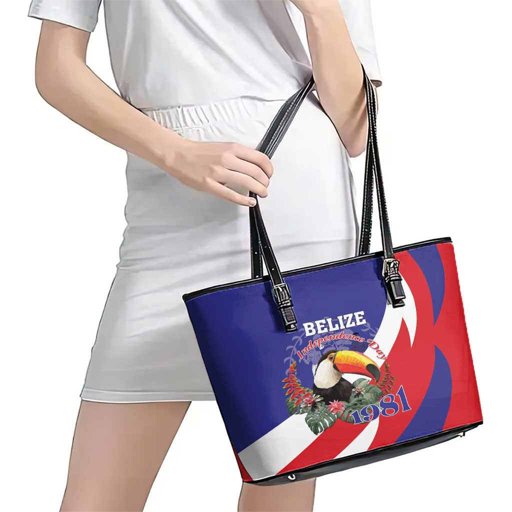 Belize Independence Day 1981 Leather Tote Bag Bileez Keel Billed Toucan LT01