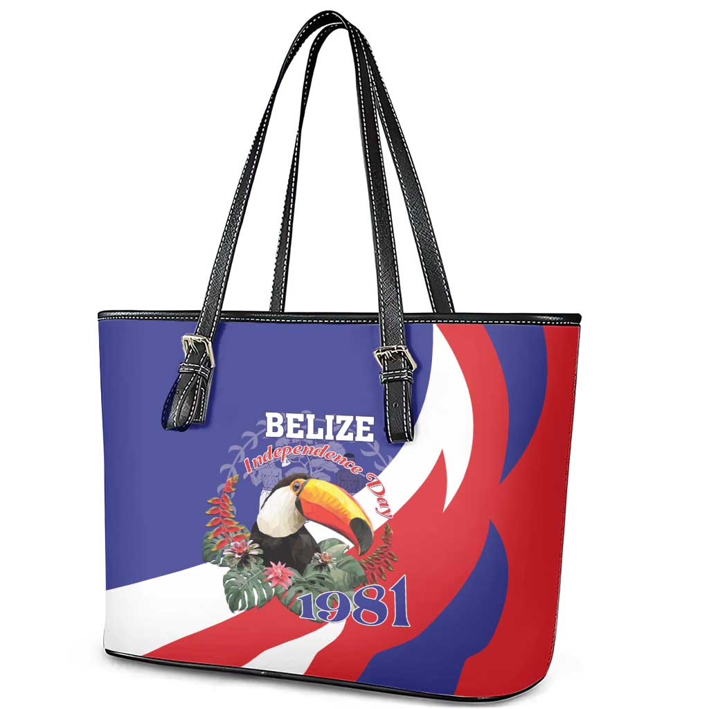 Belize Independence Day 1981 Leather Tote Bag Bileez Keel Billed Toucan LT01