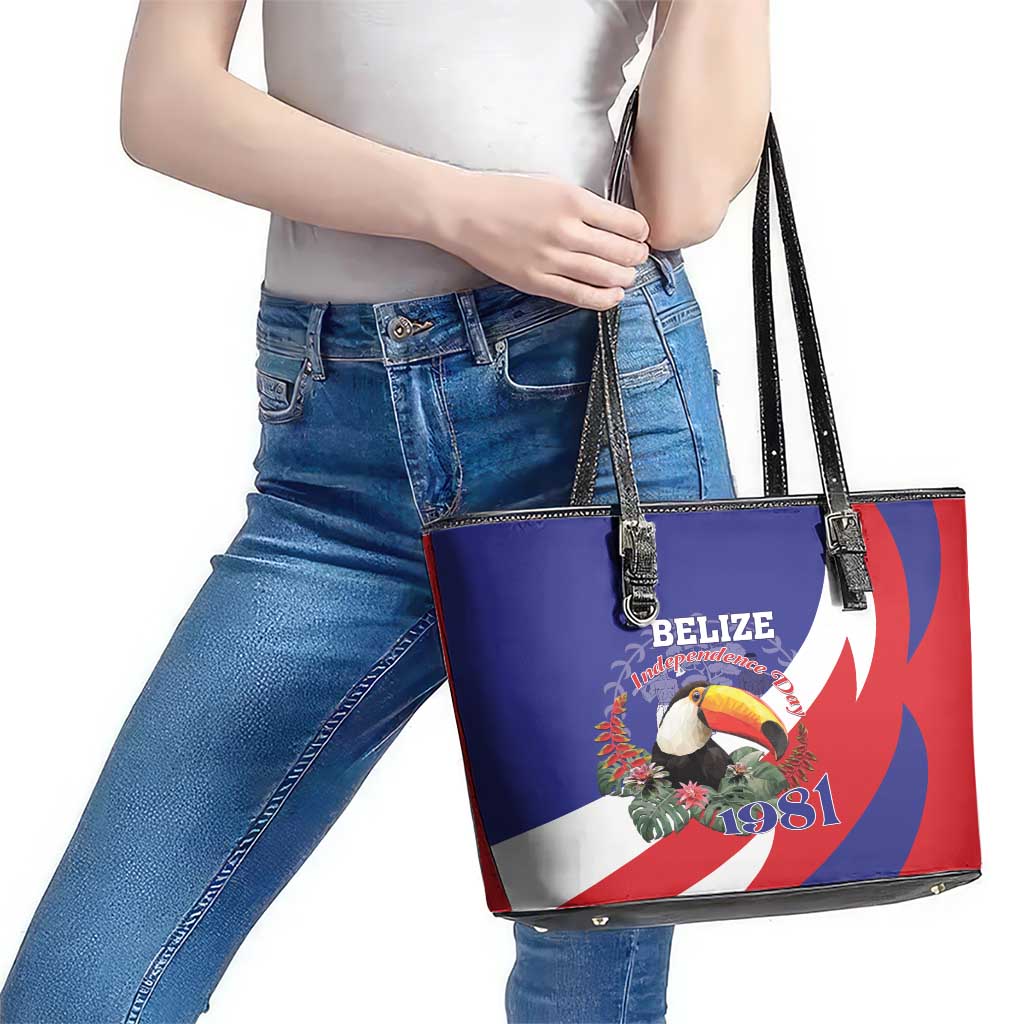 Belize Independence Day 1981 Leather Tote Bag Bileez Keel Billed Toucan LT01