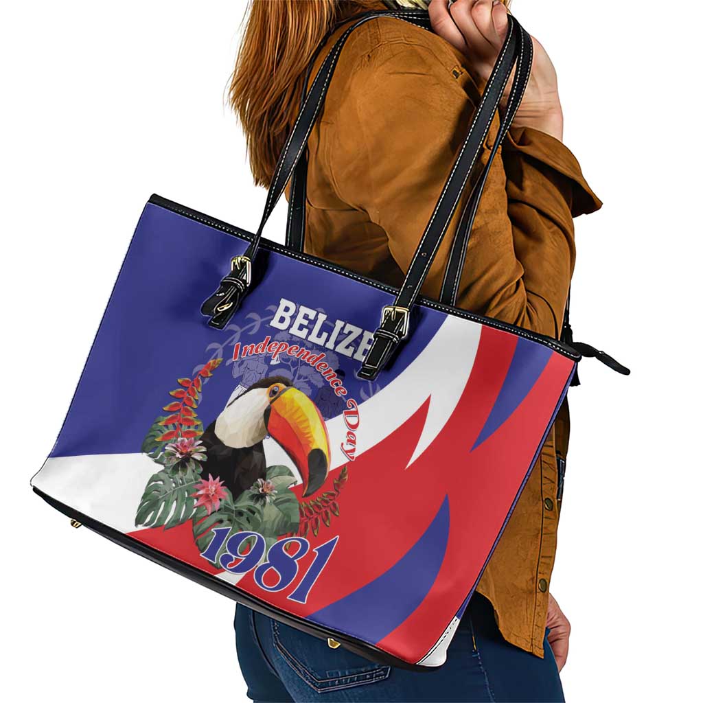 Belize Independence Day 1981 Leather Tote Bag Bileez Keel Billed Toucan LT01