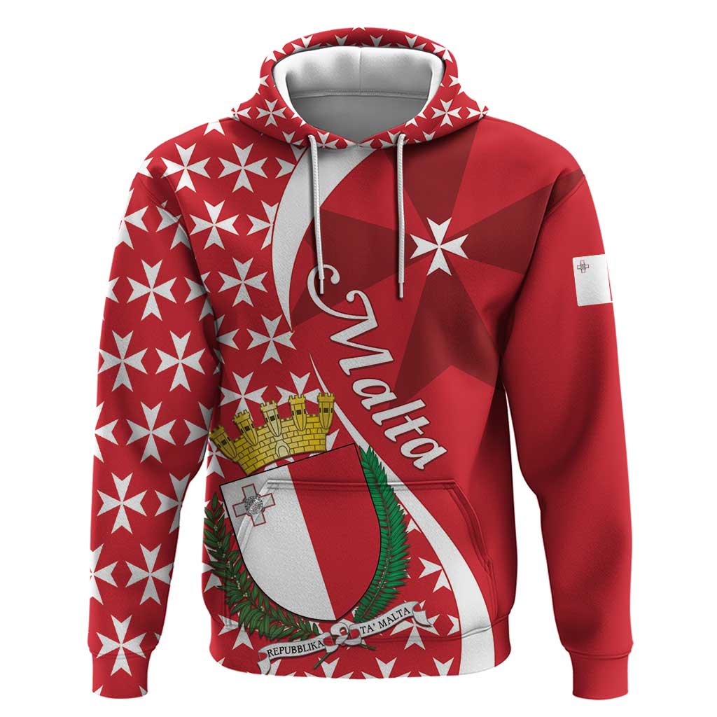 Malta Hoodie Virtute et constantia Maltese Cross Pattern LT01