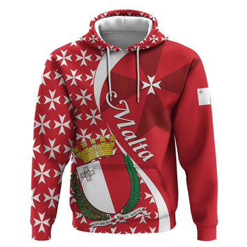 Malta Hoodie Virtute et constantia Maltese Cross Pattern LT01