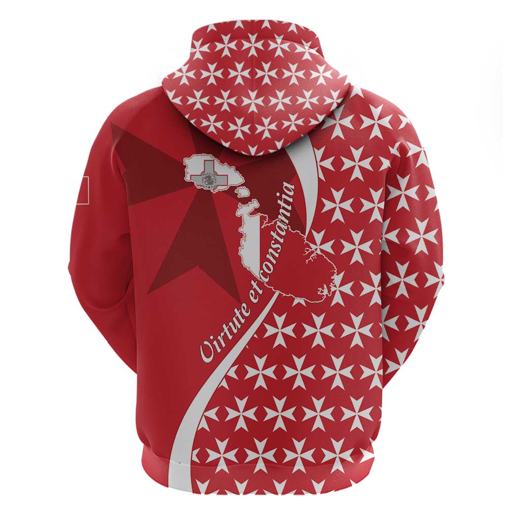 Malta Hoodie Virtute et constantia Maltese Cross Pattern LT01