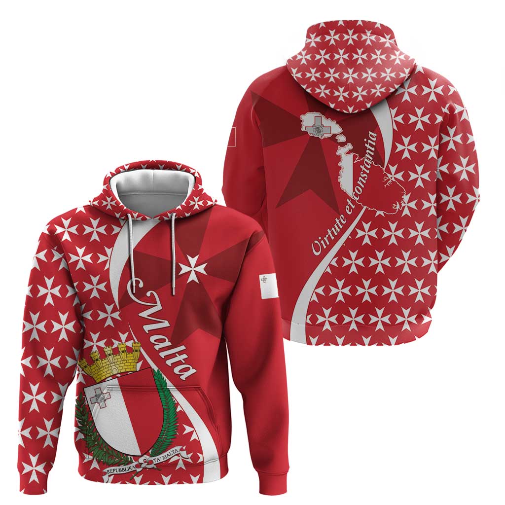 Malta Hoodie Virtute et constantia Maltese Cross Pattern LT01