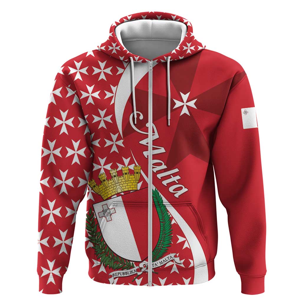 Malta Hoodie Virtute et constantia Maltese Cross Pattern LT01
