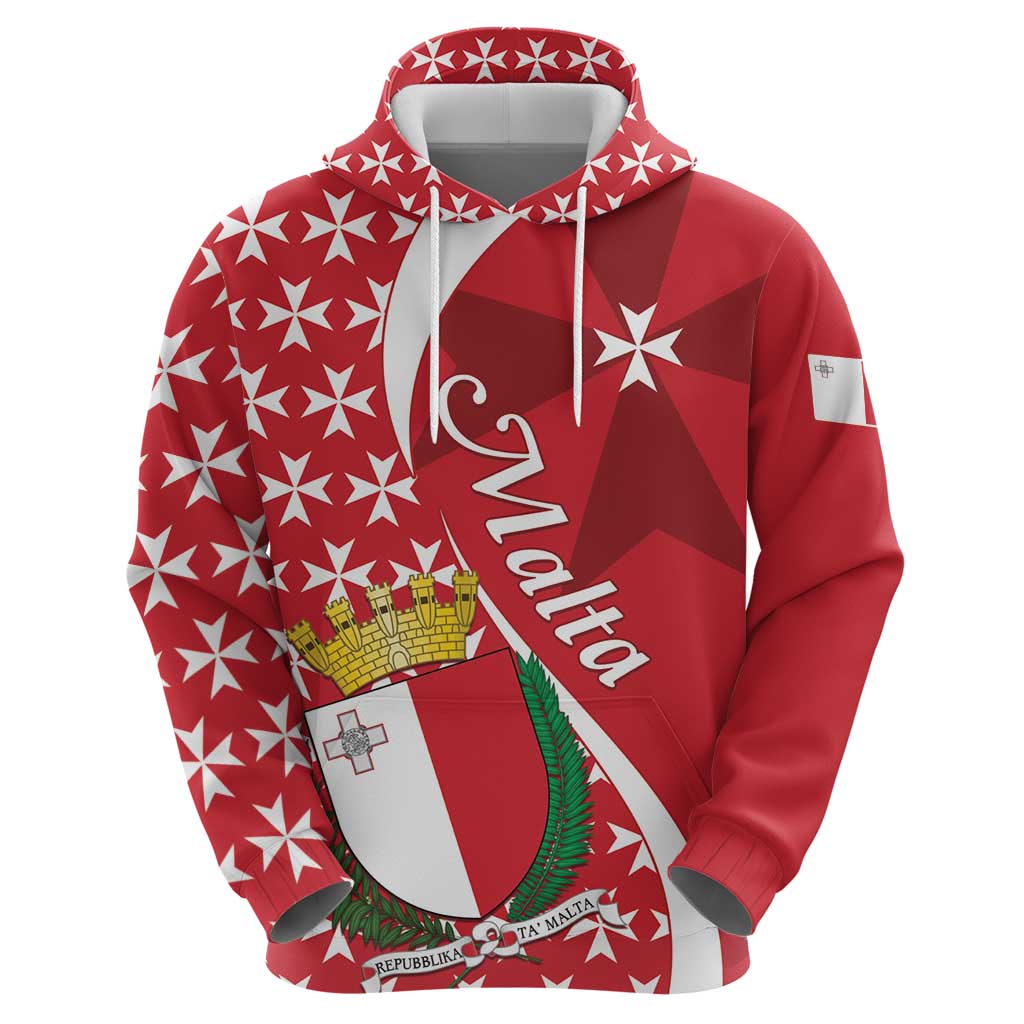 Malta Hoodie Virtute et constantia Maltese Cross Pattern LT01