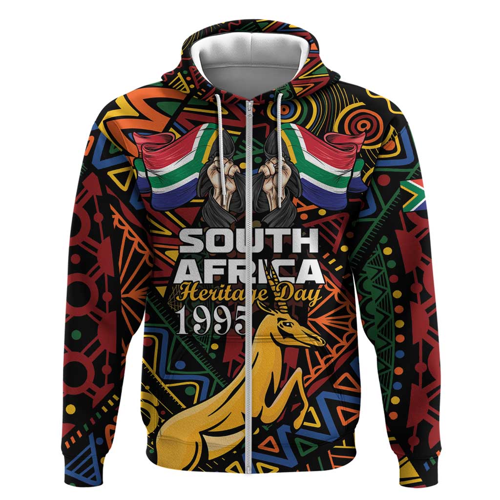 South African Heritage Day Hoodie Springbok African Pattern LT01