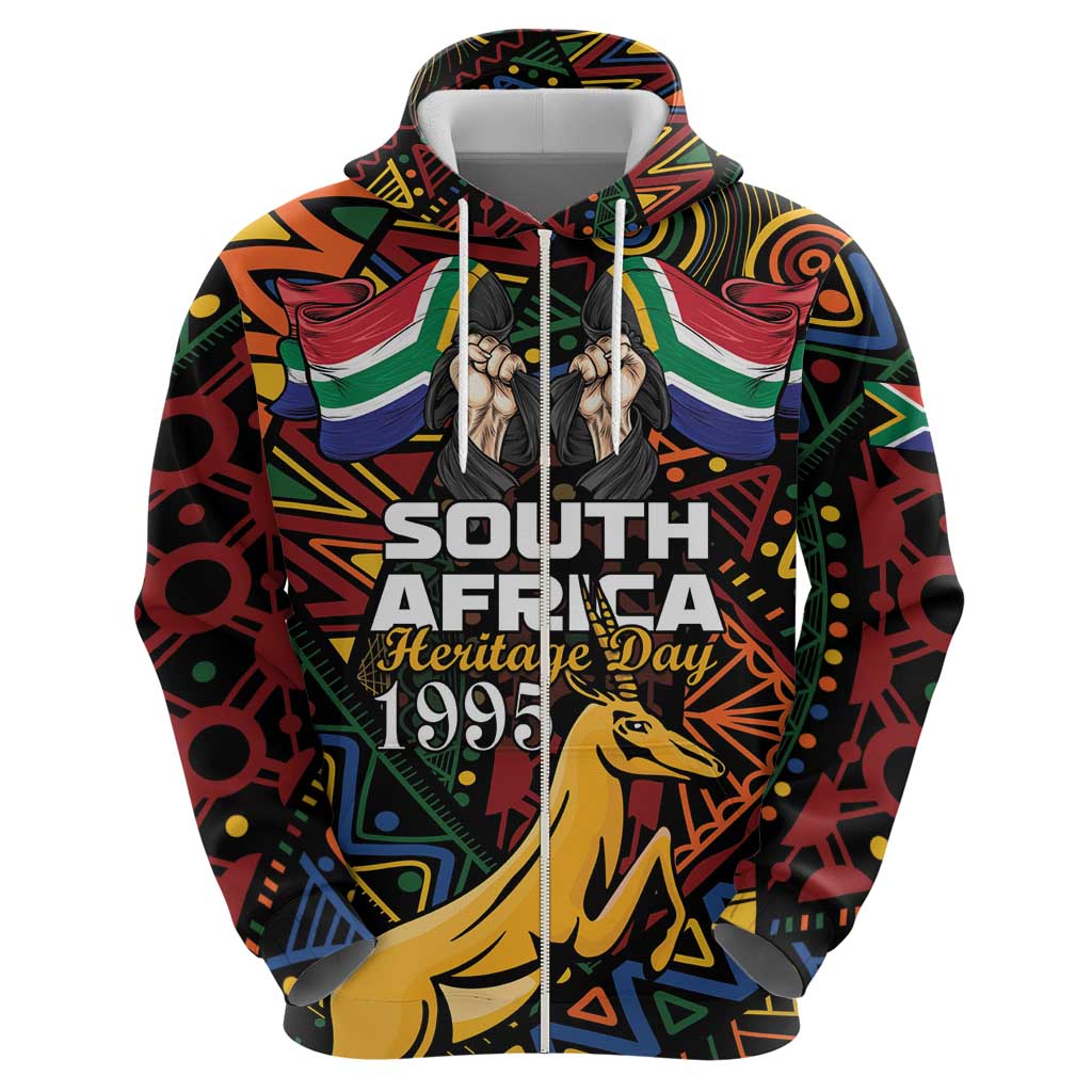 South African Heritage Day Hoodie Springbok African Pattern LT01