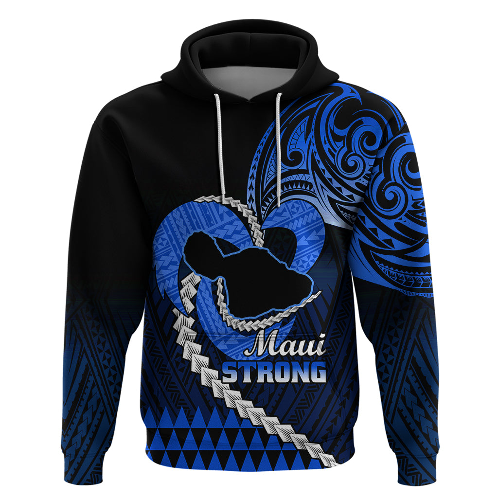 Personalised Hawaii Hoodie Maui Be Strong Kakau Blue Version LT01