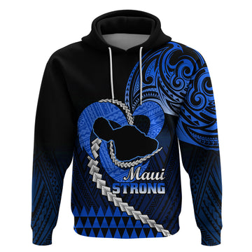 Personalised Hawaii Hoodie Maui Be Strong Kakau Blue Version LT01