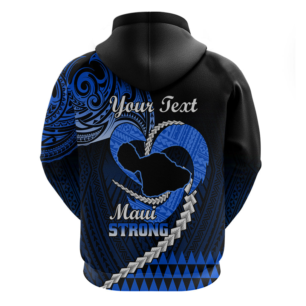 Personalised Hawaii Hoodie Maui Be Strong Kakau Blue Version LT01