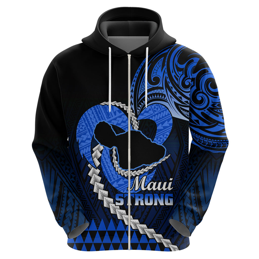Personalised Hawaii Hoodie Maui Be Strong Kakau Blue Version LT01
