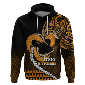 Personalised Hawaii Hoodie Maui Be Strong Kakau Gold Version LT01