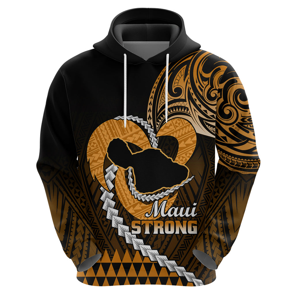 Personalised Hawaii Hoodie Maui Be Strong Kakau Gold Version LT01