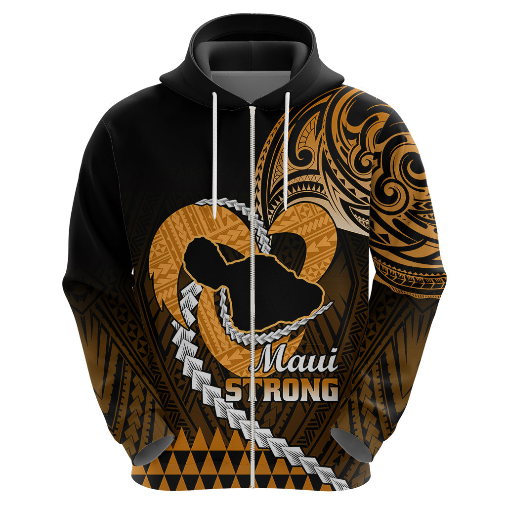 Personalised Hawaii Hoodie Maui Be Strong Kakau Gold Version LT01
