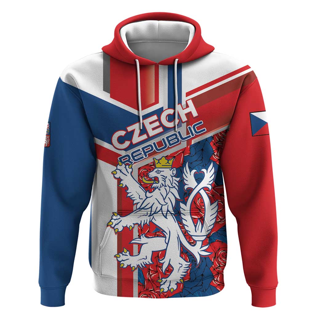 Personalised Czech Republic Hoodie Czechia Lion Rosa Pattern LT01