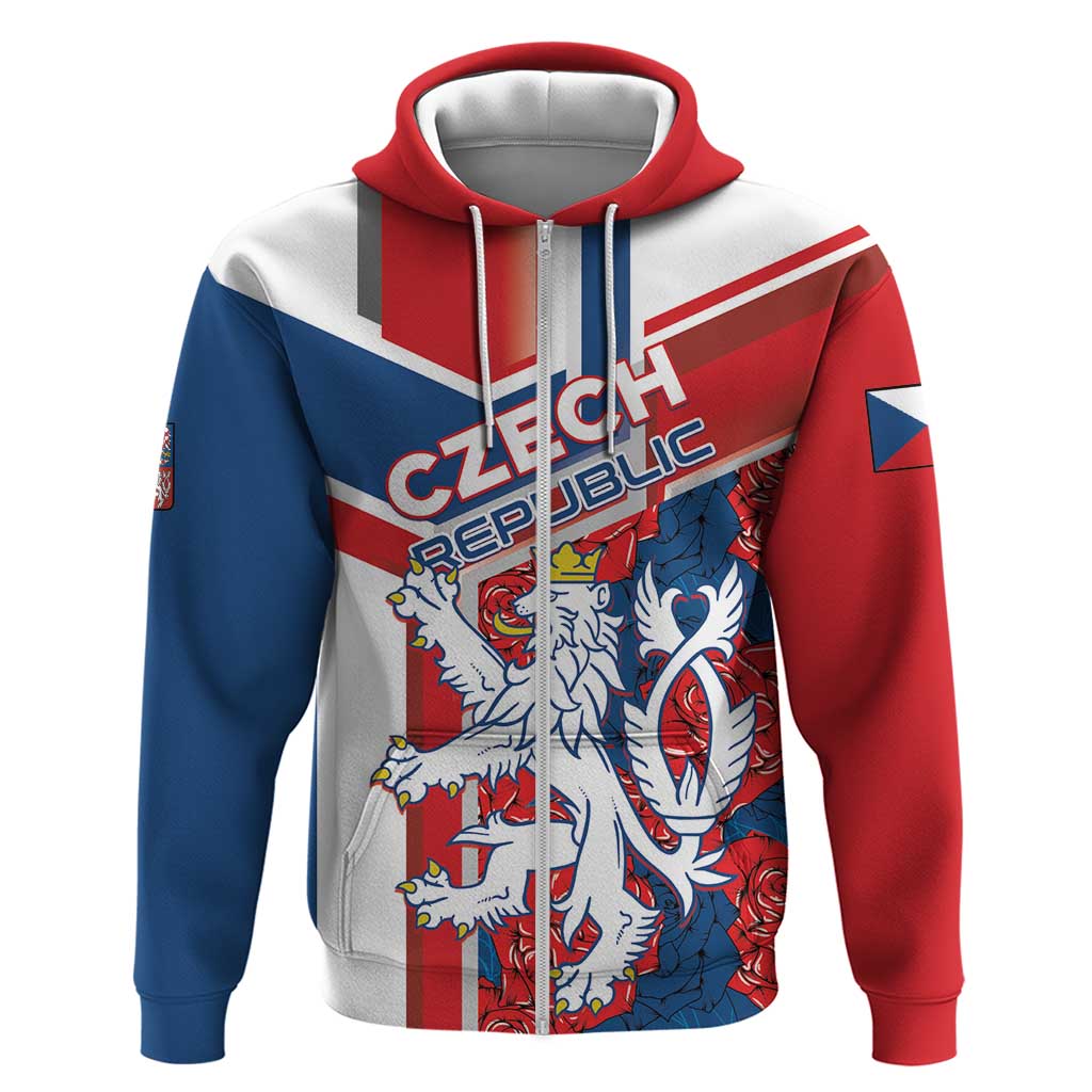 Personalised Czech Republic Hoodie Czechia Lion Rosa Pattern LT01