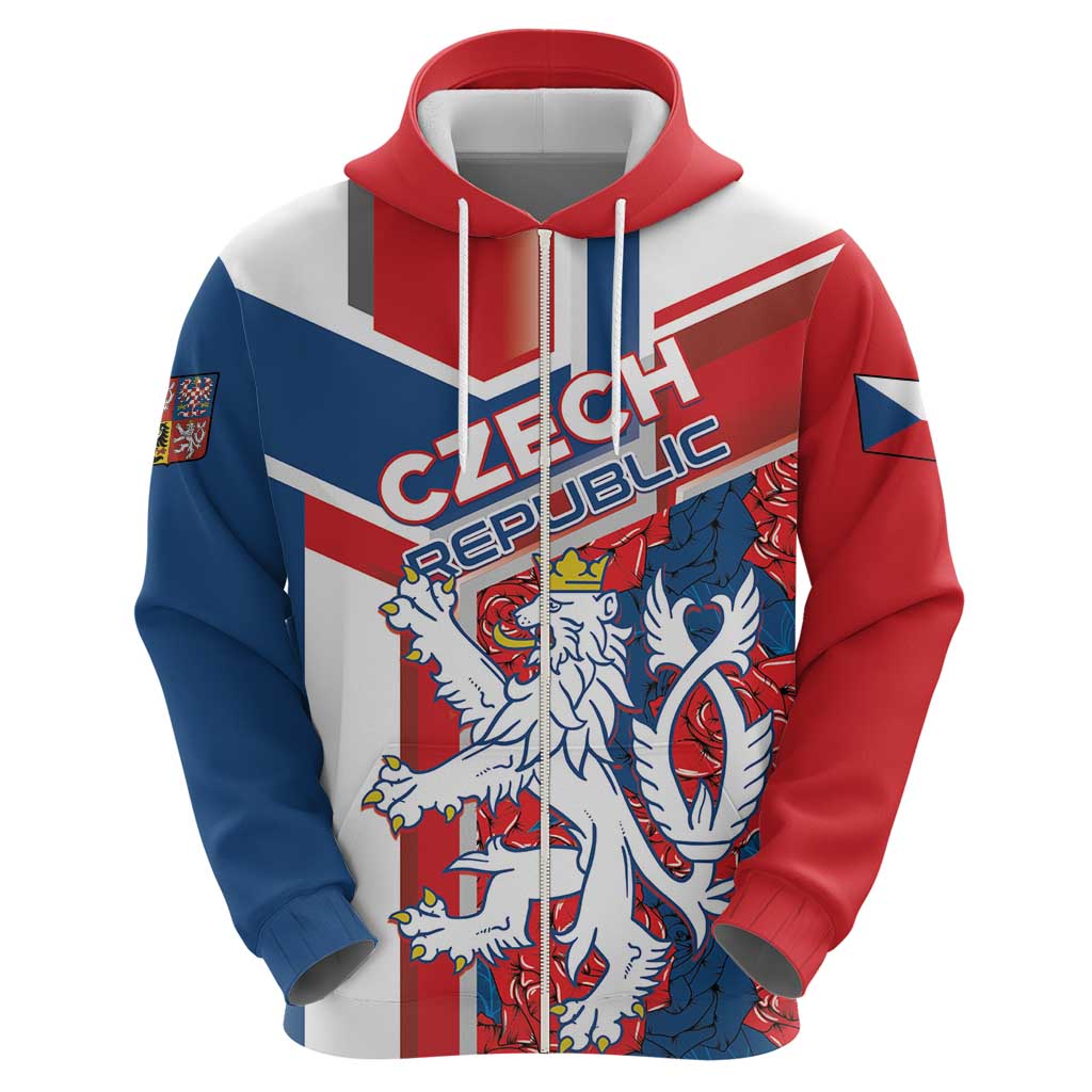 Personalised Czech Republic Hoodie Czechia Lion Rosa Pattern LT01