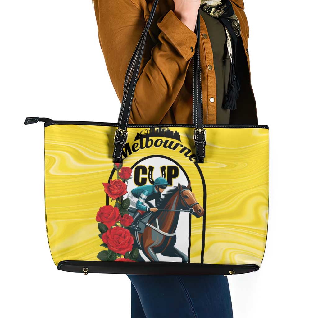 Melbourne Horse Racing Leather Tote Bag The Race That Stops The Nation LT01