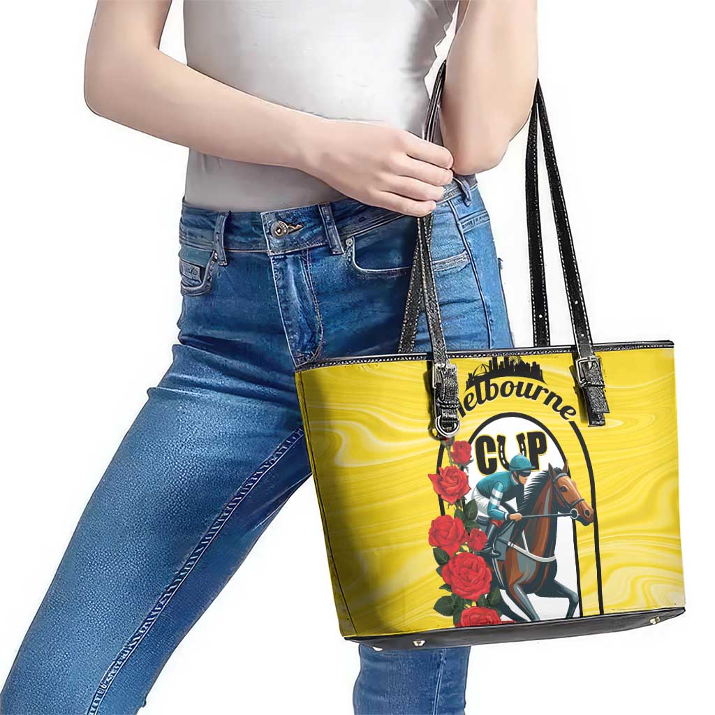 Melbourne Horse Racing Leather Tote Bag The Race That Stops The Nation LT01