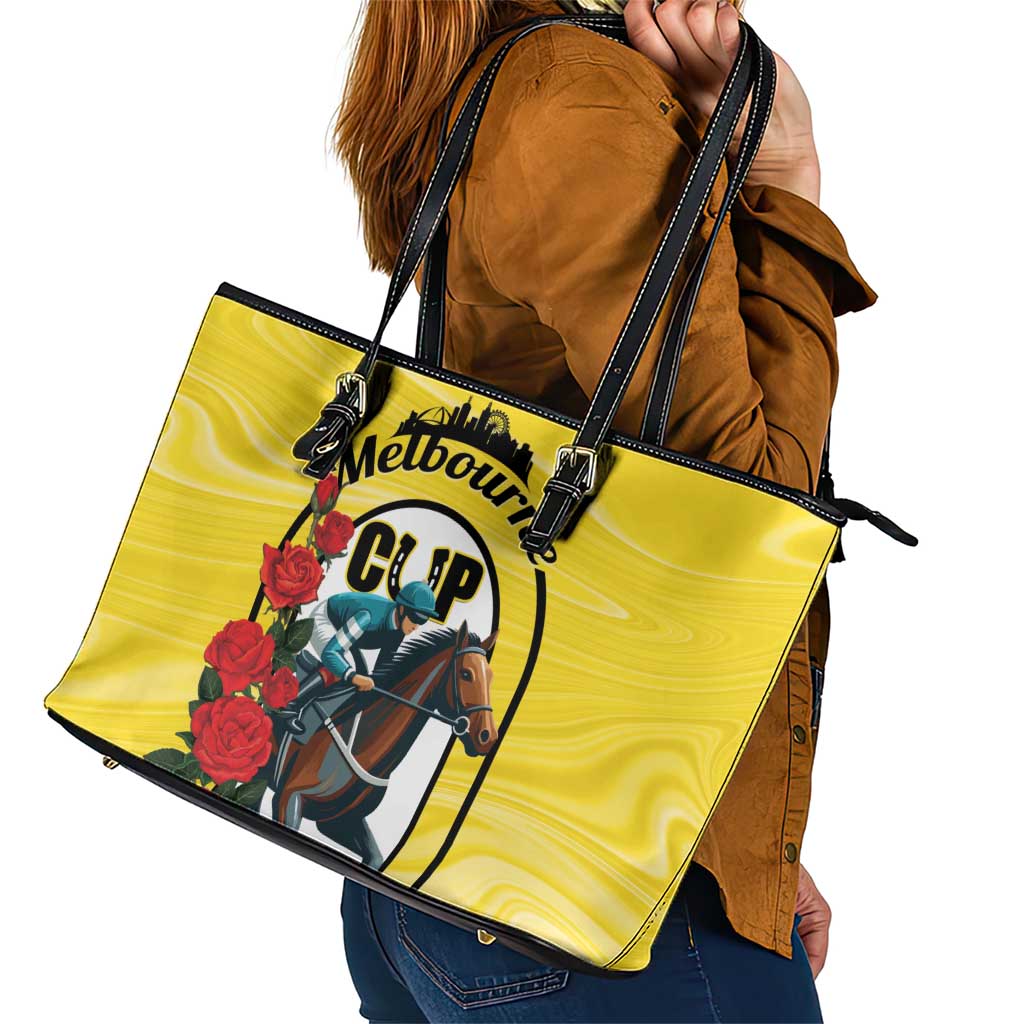 Melbourne Horse Racing Leather Tote Bag The Race That Stops The Nation LT01