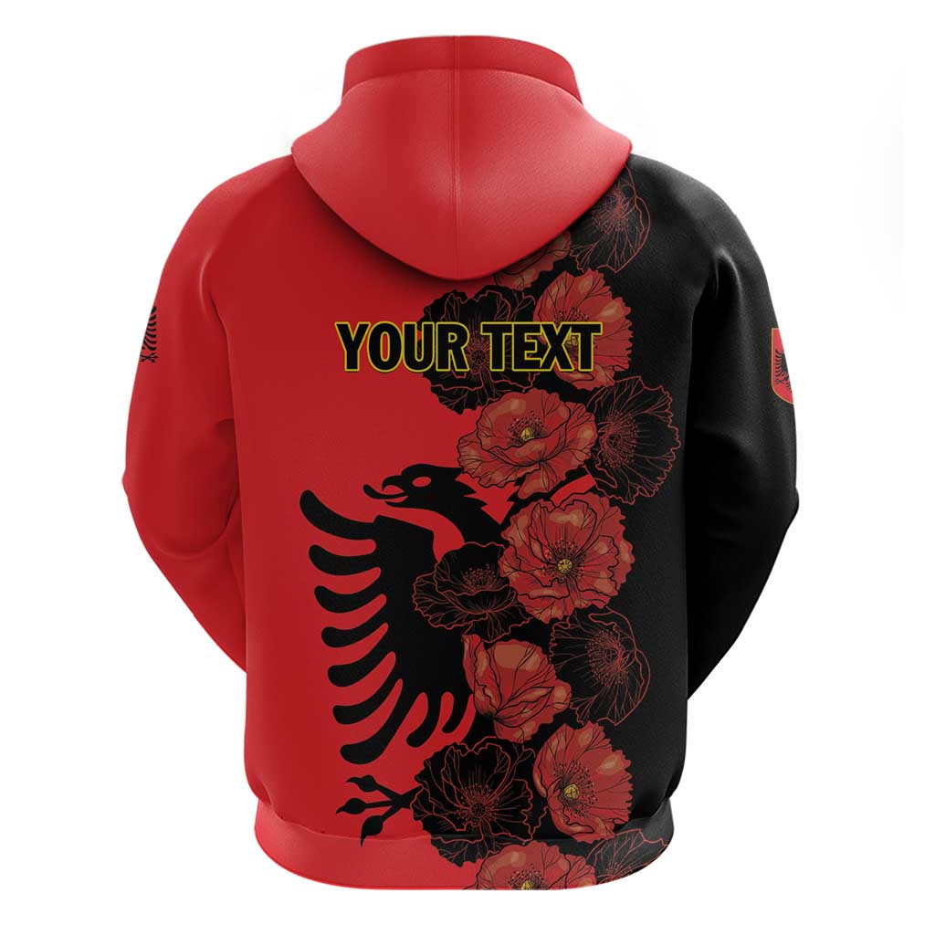 Personalised Albania Eagle Hoodie Red Poppy Flowers LT01