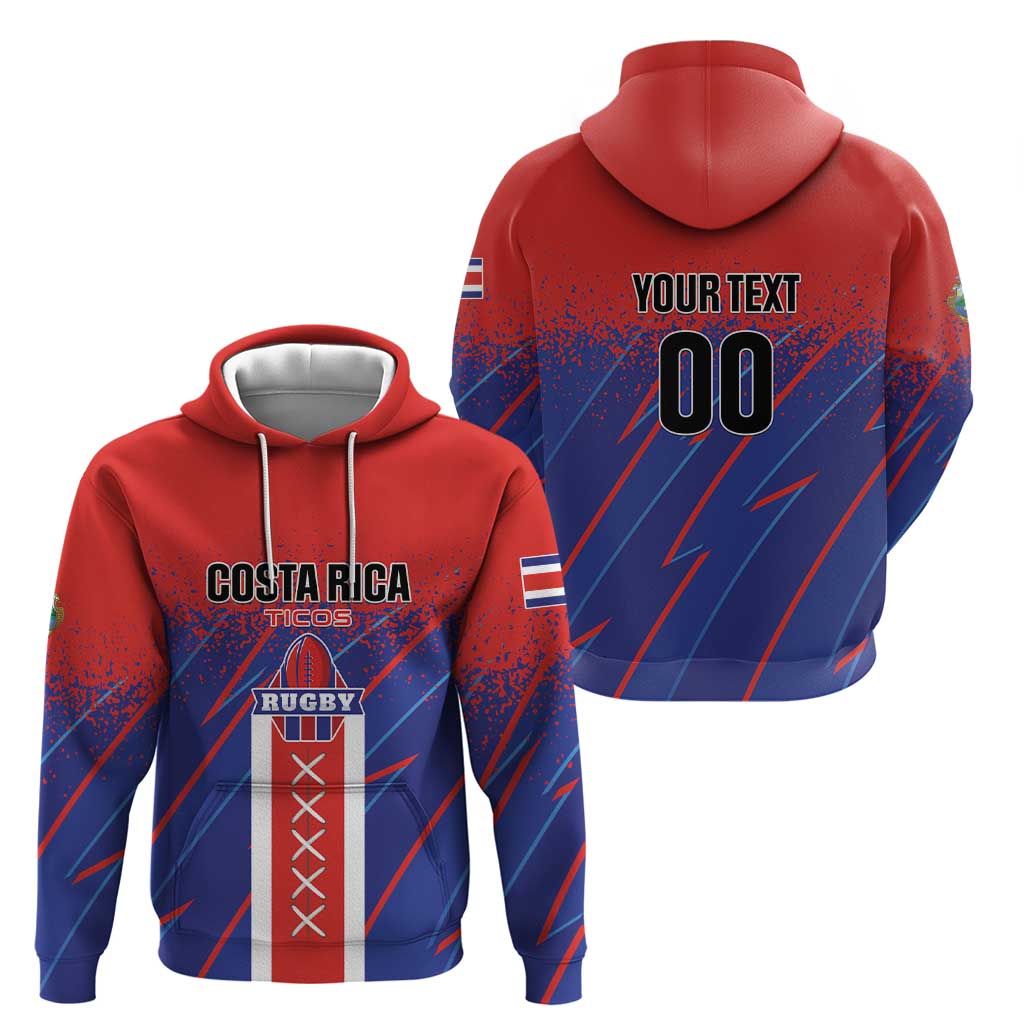 Custom Costa Rica Rugby Hoodie Ticos Go Champions LT01