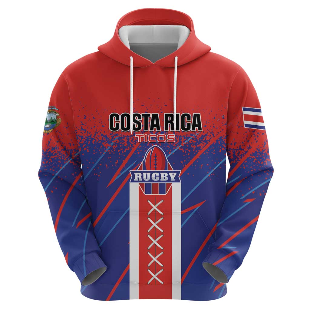 Custom Costa Rica Rugby Hoodie Ticos Go Champions LT01