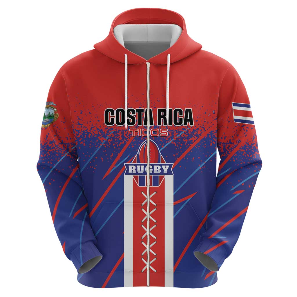 Custom Costa Rica Rugby Hoodie Ticos Go Champions LT01