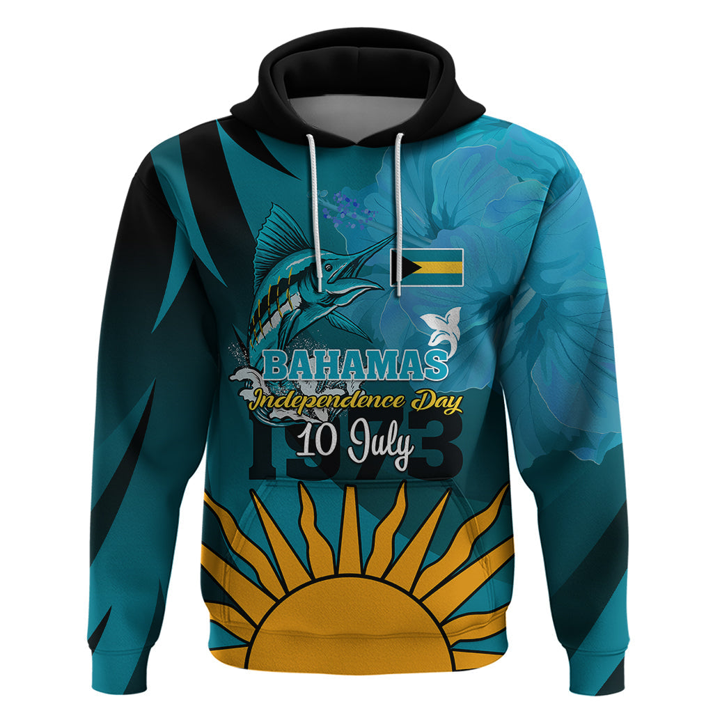 10 July The Bahamas Independence Day Hoodie Bahamian Blue Marlin With Hibiscus LT01