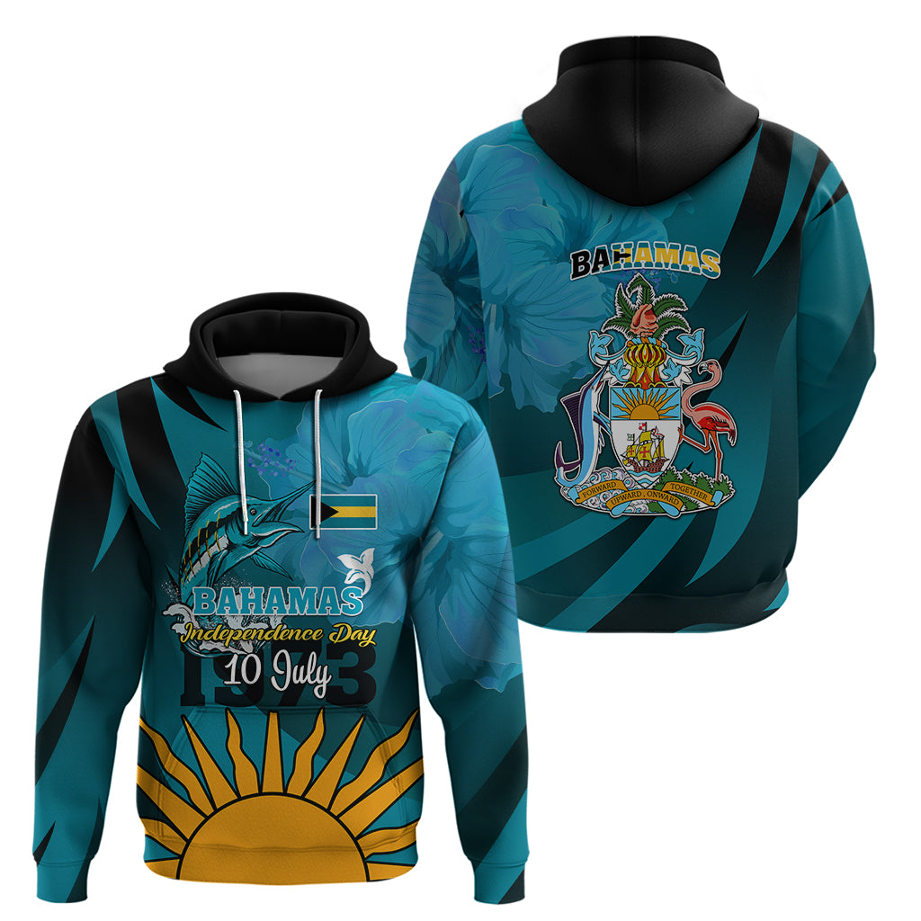 10 July The Bahamas Independence Day Hoodie Bahamian Blue Marlin With Hibiscus LT01