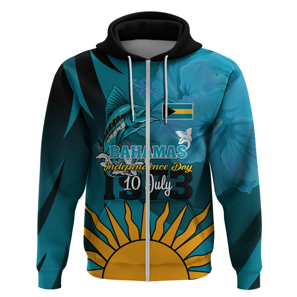10 July The Bahamas Independence Day Hoodie Bahamian Blue Marlin With Hibiscus LT01