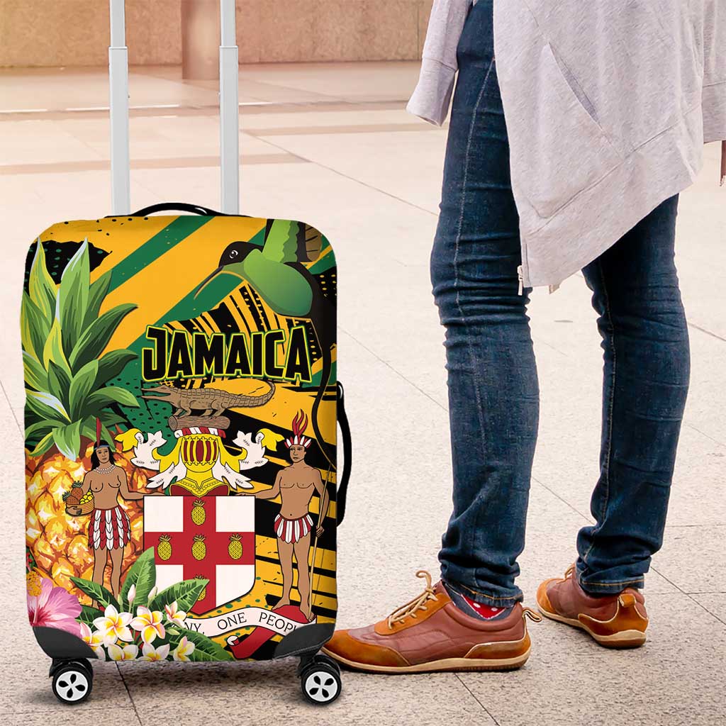 Jamaica Red-billed Streamertail Luggage Cover Pineapple Tropical Style LT01